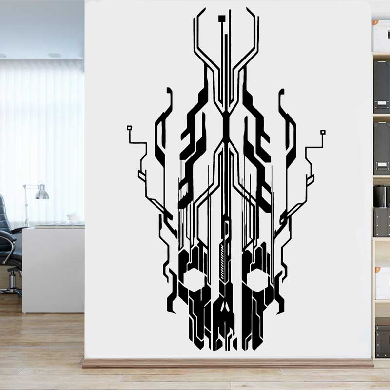 Tech Office Wall - Chip Circuit Tech Skull Adesivo da