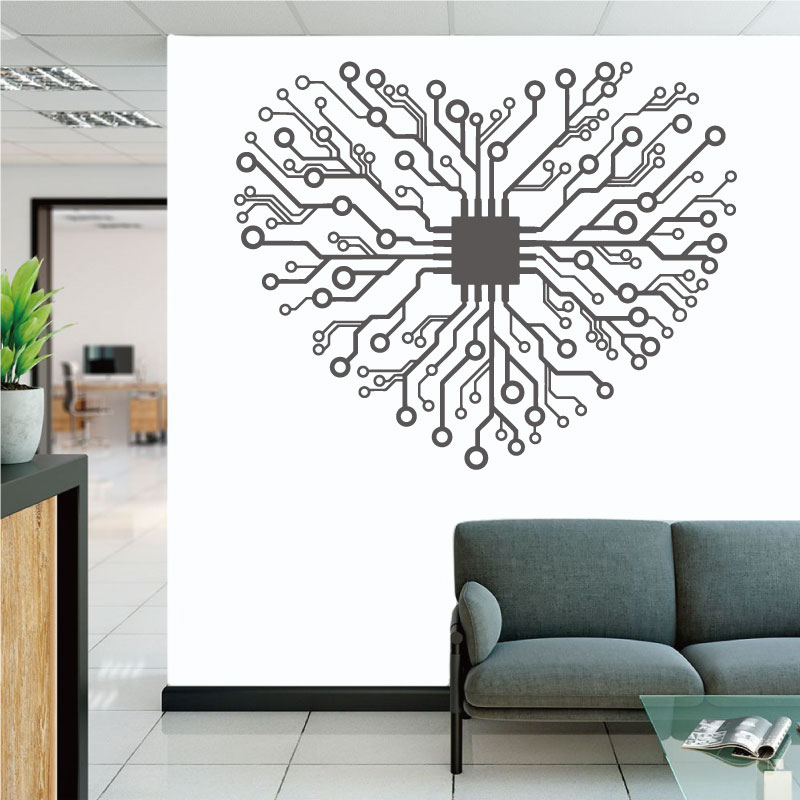 Tech Office Wall - Love Chip Tech Company Ufficio Decalcomania