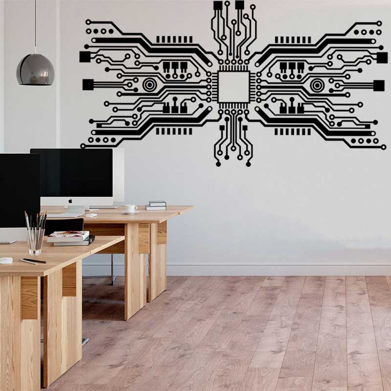 Tech Office Wall - Circuito stampato Chip Wall Sticker tecnologia